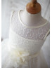 Ivory Organza Lace Flower Girl Dress With Flower Sash